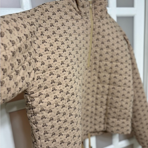 Things Between Quilted Floral Jacket Hoodie Size Small Cottagecore Boho Cotton - Picture 2 of 5